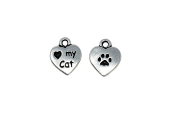 Love My Cat Charm - Silver Plated