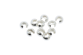 Sterling Silver 3mm Crimp Covers - 10 Pieces