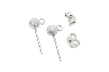 Sterling Silver 4mm Stardust Ball Earrings - Sold as a Pair