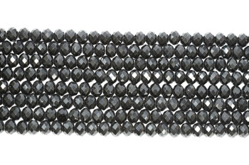 Glass Crystal Polished 8x6mm Faceted Rondel - Opaque Black