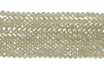 Glass Crystal Polished 8x6mm Faceted Rondelle - Milky Champagne Satin