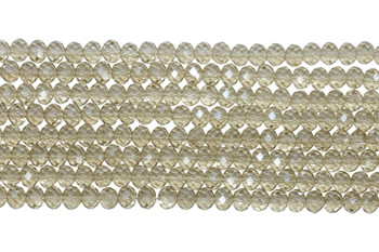 Glass Crystal Polished 8x6mm Faceted Rondelle - Transparent Champagne