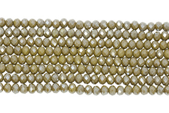 Glass Crystal Polished 8x6mm Faceted Rondelle - Light Olive Satin