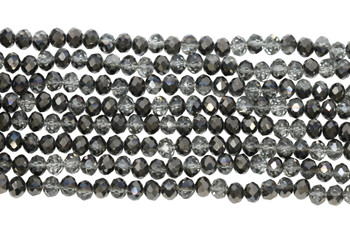 Glass Crystal Polished 8x6mm Faceted Rondelle - Half Dark Bronze Plated