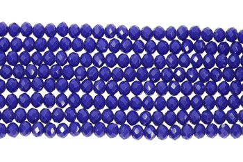 Glass Crystal Polished 8x6mm Faceted Rondelle - Opaque Royal Blue