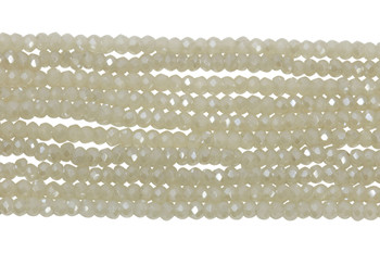 Glass Crystal Polished 1.5x2mm Faceted Rondelle - Light Beige Satin
