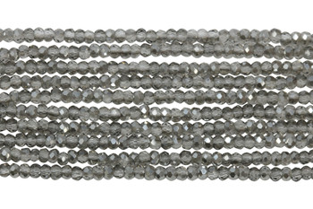 Glass Crystal Polished 1.5x2mm Faceted Rondelle - Transparent Grey Half Plated