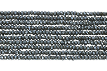 Glass Crystal Polished 1.5x2mm Faceted Rondelle - Gunmetal Satin