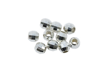 Sterling Silver Polished 3mm Mirror Beads - 10 Pieces