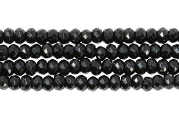 Black Onyx A Grade Polished 4x6mm Faceted Rondelle