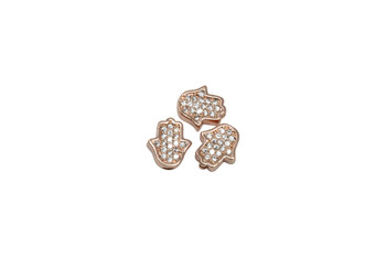 Rose Gold 8x9mm Micro Pave Hamsa Hand Bead