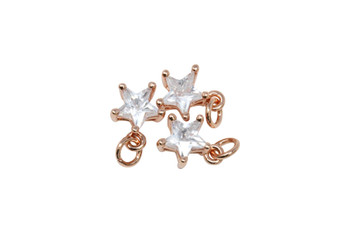 Rose Gold 8mm CZ Star Micro Pave Charm