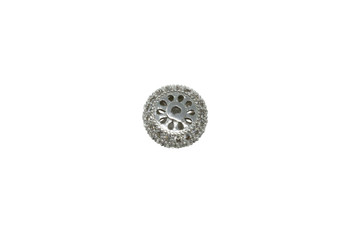 Silver 10x5mm Micro Pave Rondel Bead