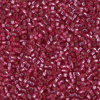 Delicas Size 11 Miyuki Seed Beads -- 1341 Dyed Medium Rose Silver Lined