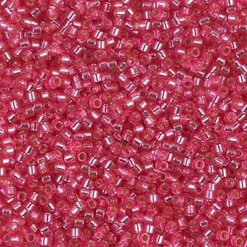 Delicas Size 11 Miyuki Seed Beads -- 1338 Dyed Dark Pink Silver Lined