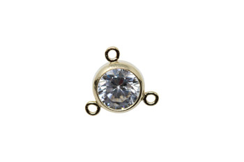 Cubic Zirconia AAA 6mm Y Bezel Connector - 14K Gold Filled