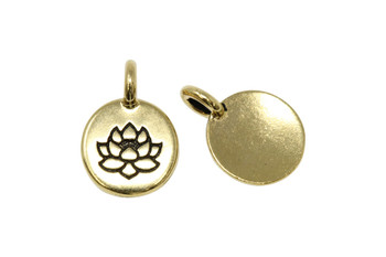 Lotus Round Charm - Gold Plated