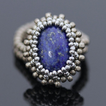 Bezeled Beaded Ring Kit - Lapis Lazuli