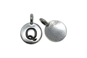 Q Alphabet Charm - Silver Plated