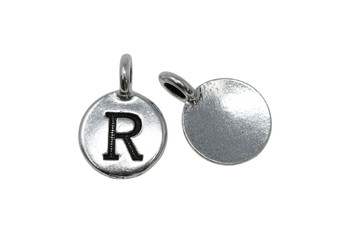 R Alphabet Charm - Silver Plated