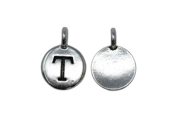 T Alphabet Charm - Silver Plated
