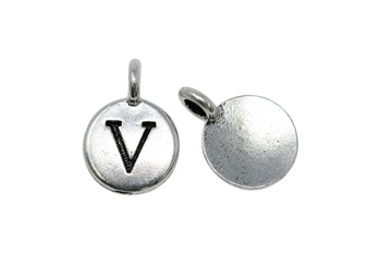 V Alphabet Charm - Silver Plated