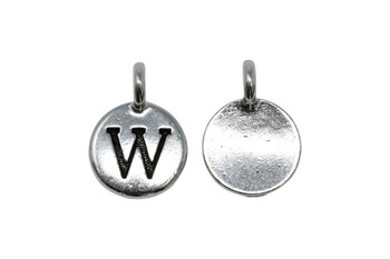 W Alphabet Charm - Silver Plated