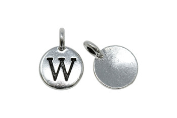 W Alphabet Charm - Silver Plated