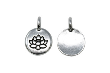 Lotus Round Charm - Silver Plated