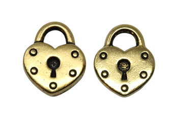 Heart Lock Charm - Gold Plated