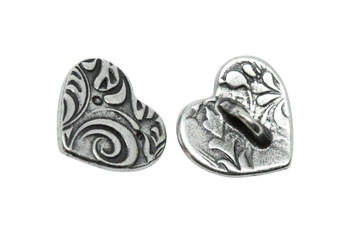 Amor Heart Button - Antique Pewter