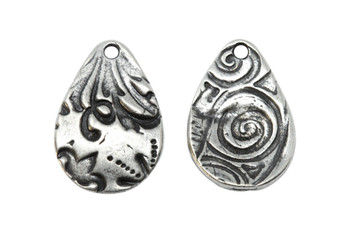 Flora Large Teardrop Charm - Antique Pewter