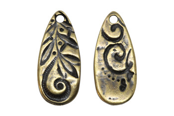 Jardin Teardrop Charm - Antique Brass