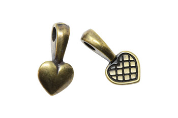 Heart Glue-on Pad - Antique Brass