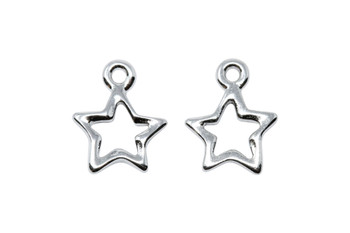 Open Star Charm - White Bronze Plated