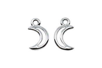 Crescent Moon Charm - White Bronze Plated