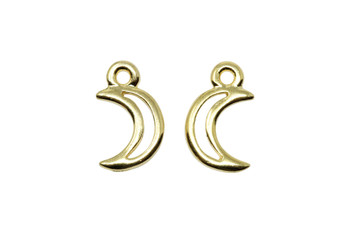 Open Crescent Moon Charm - Gold Plated