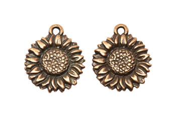 Sunflower Charm - Copper Plated