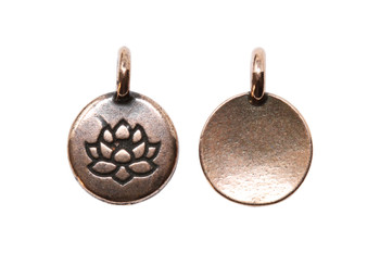 Lotus Round Charm - Copper Plated