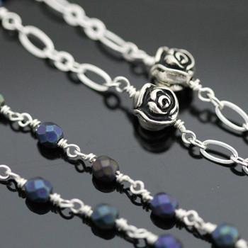 Wire Wrapped Rosary Kit - Silver & Navy