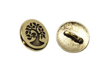 Small Bird in a Tree Button - Gold Plated