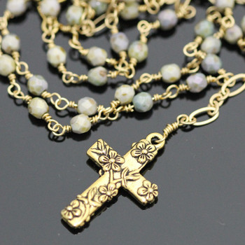 Wire Wrapped Rosary Kit - Gold & Gray