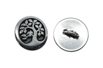 Bird in a Tree Button - Silver Plated