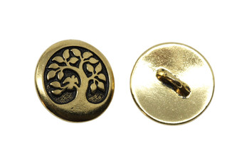 Bird in a Tree Button - Gold Plated