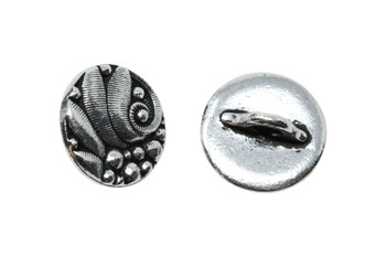 Czech Round Button - Silver Plated