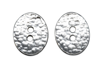 Distressed Oval Button - Rhodium Plated