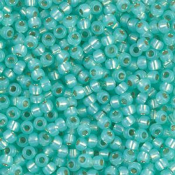 Size 8 Miyuki Seed Beads -- 571 Light Mint Opal / Gilt Lined