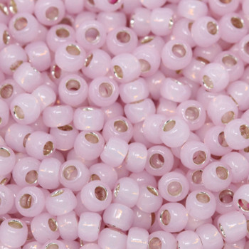 Size 8 Toho Seed Beads -- 555A Pink Opal / Gilt Lined