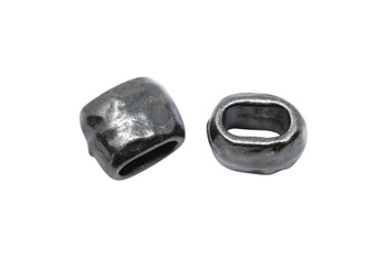 Distressed 4x2mm Barrel Bead - Black Plated