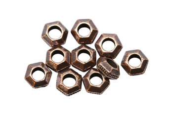 Copper Plated 5mm Faceted 2mm Hole Bead - 10 Pieces